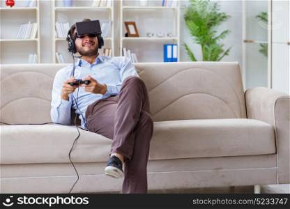 Student gamer playing games at home