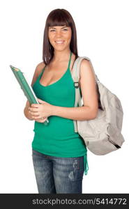 Student girl isolated on a over white background