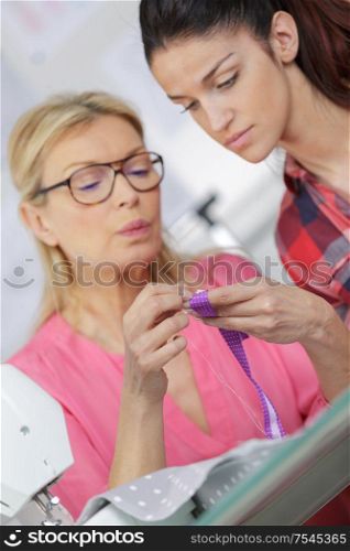 student girl with teacher in training class