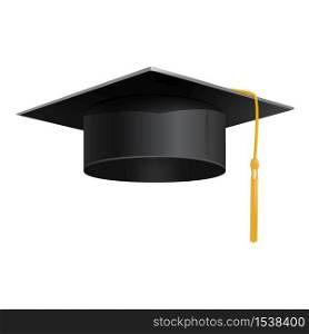 Student graduate hat on a white background. Bottom view of a black graduate hat.. Student graduate hat on a white background.