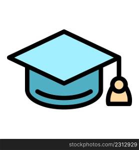 Student graduation hat icon. Outline student graduation hat vector icon color flat isolated. Student graduation hat icon color outline vector