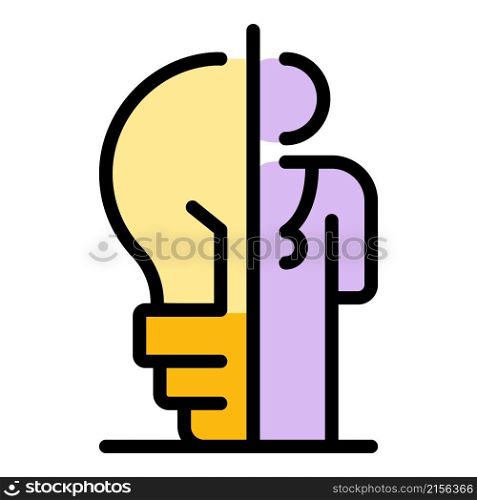 Student idea bulb icon. Outline student idea bulb vector icon color flat isolated. Student idea bulb icon color outline vector