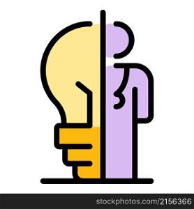 Student idea bulb icon. Outline student idea bulb vector icon color flat isolated. Student idea bulb icon color outline vector