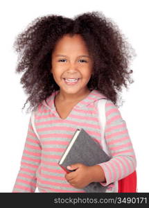 Student little girl with beautiful hairstyle isolated over white