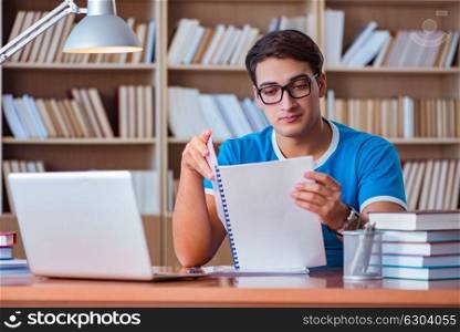 Student preparing for college exams