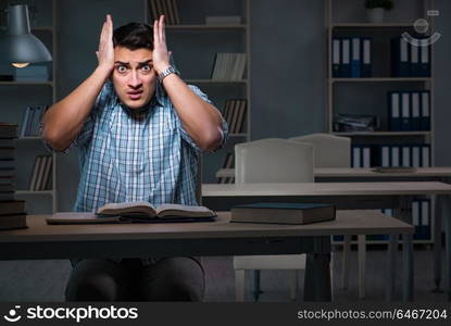 Student preparing for exams late at night