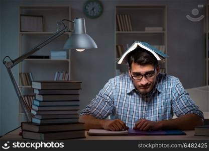 Student preparing for exams late at night