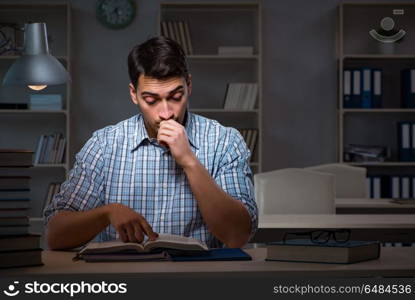 Student preparing for exams late at night