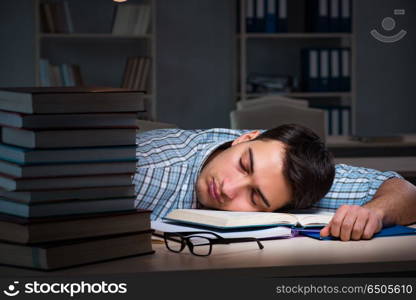 Student preparing for exams late at night