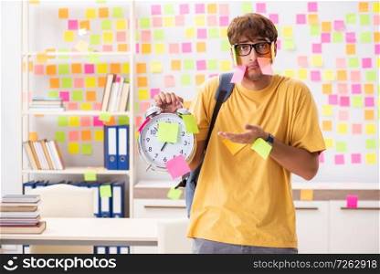 Student preparing for exams with many conflicting priorities . The student preparing for exams with many conflicting priorities 
