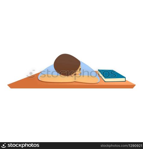 Student sleeping at desk icon. Cartoon of student sleeping at desk vector icon for web design isolated on white background. Student sleeping at desk icon, cartoon style