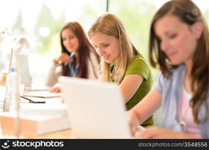 Student teenager in classroom concentrating on study high school