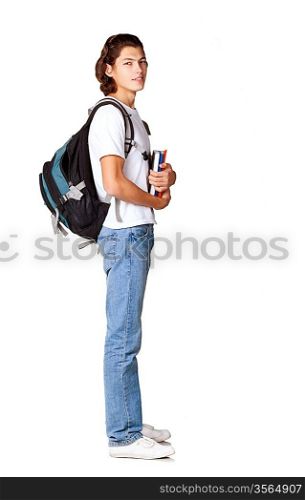 student textbook satchel, isolated on white background