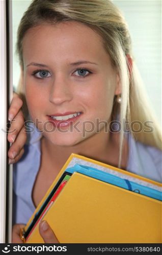 Student with folders