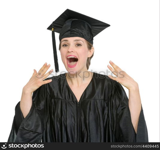 Student woman can&rsquo;t believe in her graduation. HQ photo. Not oversharpened. Not oversaturated