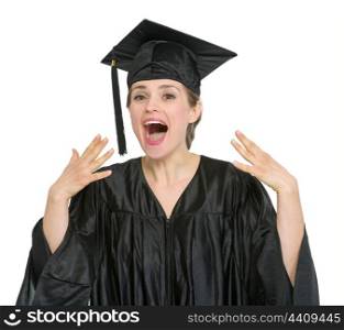 Student woman can&rsquo;t believe in her graduation. HQ photo. Not oversharpened. Not oversaturated