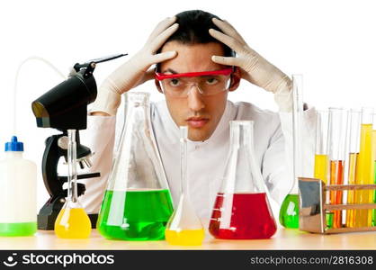 Student working in the chemical lab