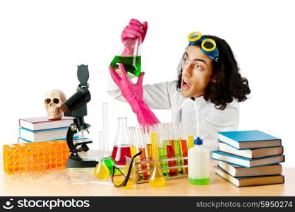 Student working in the chemical lab