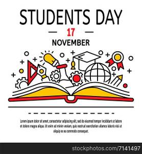 Students day concept background. Outline illustration of students day vector concept background for web design. Students day concept background, outline style