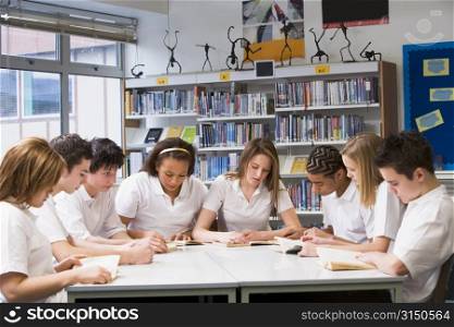 Students in a study group collaborating