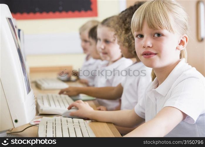 Students in class at computer terminals (depth of field)