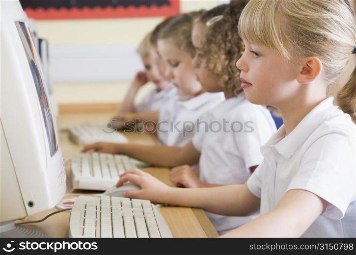 Students in class at computer terminals (depth of field)