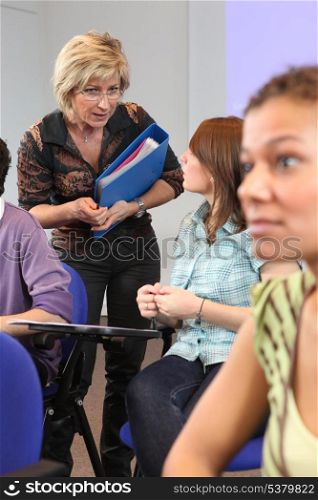students in class at university