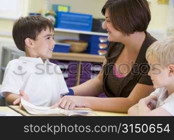 Students in class with teacher reading