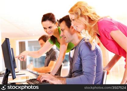 Students in computing training class