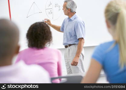 Students in math class with teacher