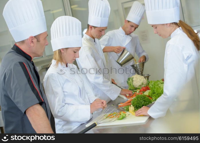 Students on a cookery course