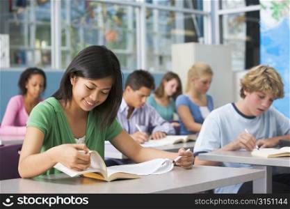Students studying in geography class