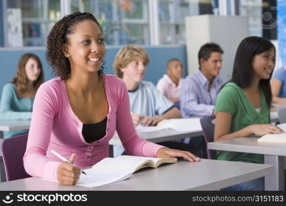 Students studying in geography class