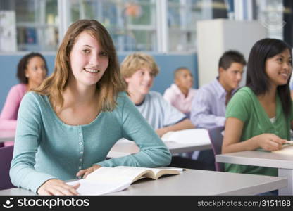 Students studying in geography class