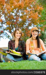 Students Studying Together Outside