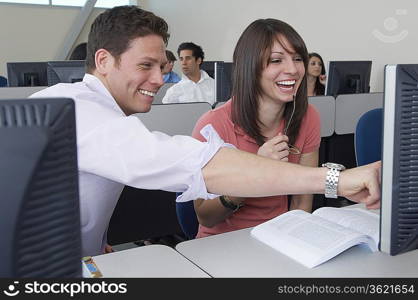 Students working in computer classroom