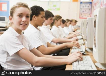 Students working on computer workstations