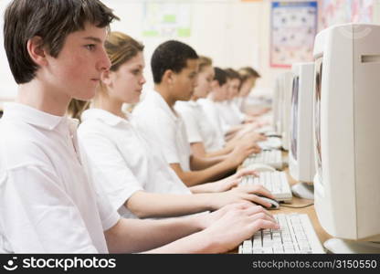 Students working on computer workstations