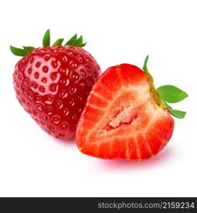 Studio macro shot of Fresh strawberry isolated on white background.. Studio macro shot of Fresh strawberry isolated on white background