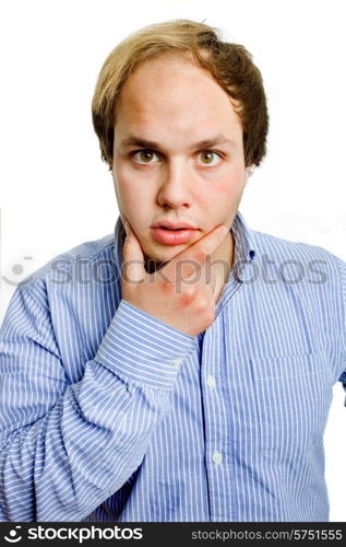 studio picture of a casual young man, isolated on white