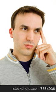 studio picture of a casual young man, isolated on white