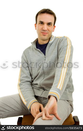 studio picture of a casual young man, isolated on white