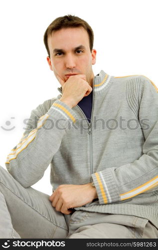 studio picture of a casual young man, isolated on white