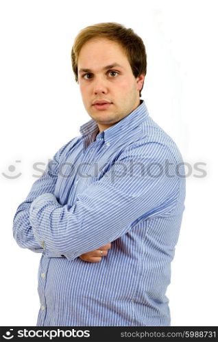 studio picture of a pensive young man, isolated on white