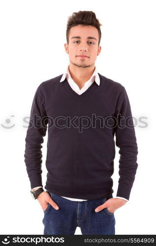 Studio picture of a young and handsome man posing isolated