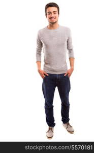 Studio picture of a young and handsome man posing isolated