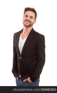 Studio picture of a young and handsome man posing isolated