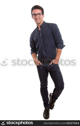 Studio picture of a young and handsome man posing isolated