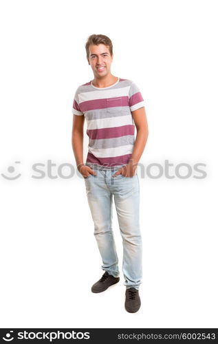 Studio picture of a young and handsome man posing isolated