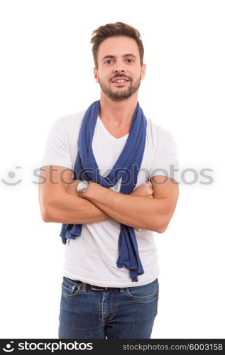 Studio picture of a young and handsome man posing isolated